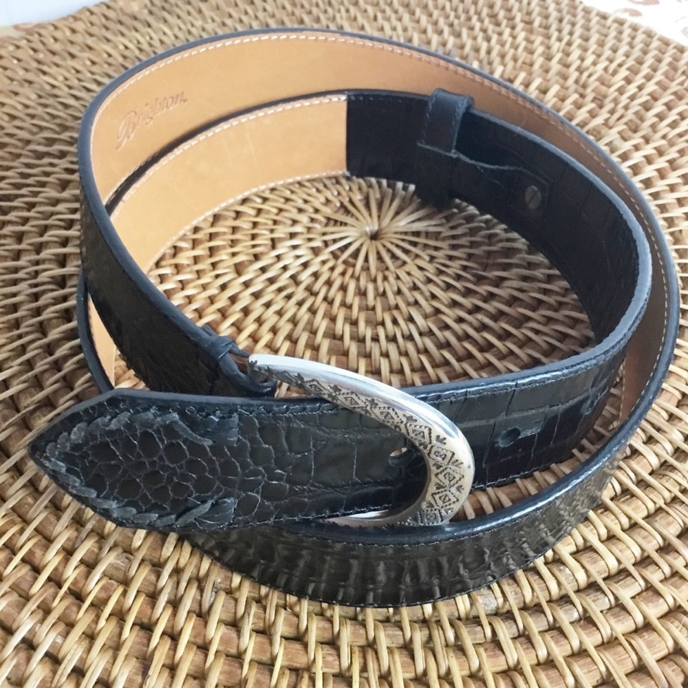 Brighton Black & Silver Belt Leather Size L